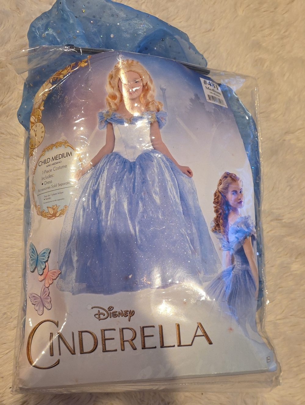 Disney Cinderella Sparkling Blue Princess Dress 8-10 Med